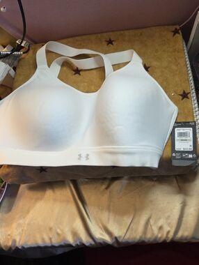 Under Armour White Padded Racerback Sports Bra